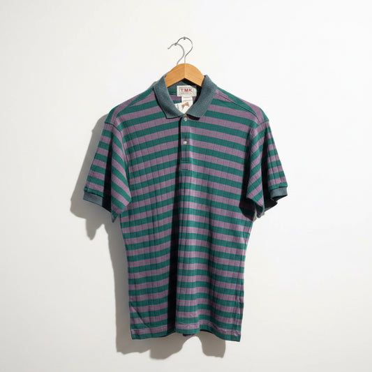 NWT TMK Striped Polo Purple Green Men’s Size L (D6)