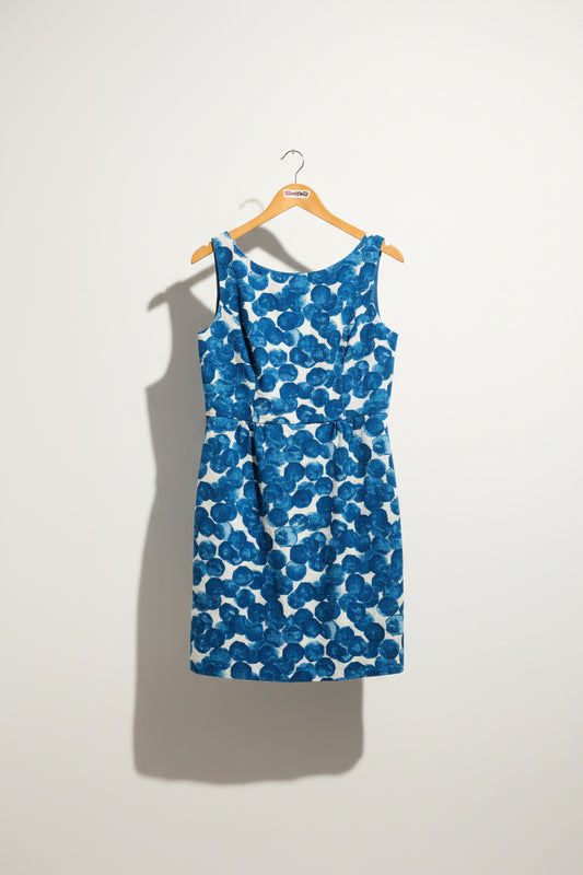 Tabitha Midi Tank Dress Abstract Dots Blue/White Size 10