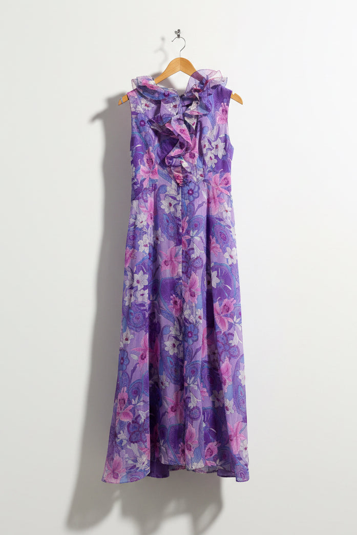 Vintage Maxi Dress Floral Pink/Purple Size M