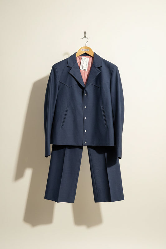 Niver Western Wear Vintage Western Suit Pearl Snaps Navy Size 40R