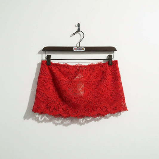 Savage x Fenty Strapless Top Crop Lace Red Ladies Size M