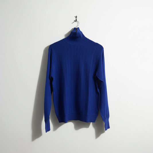 NWT Damon Vintage Turtleneck Ribbed Blue Size M