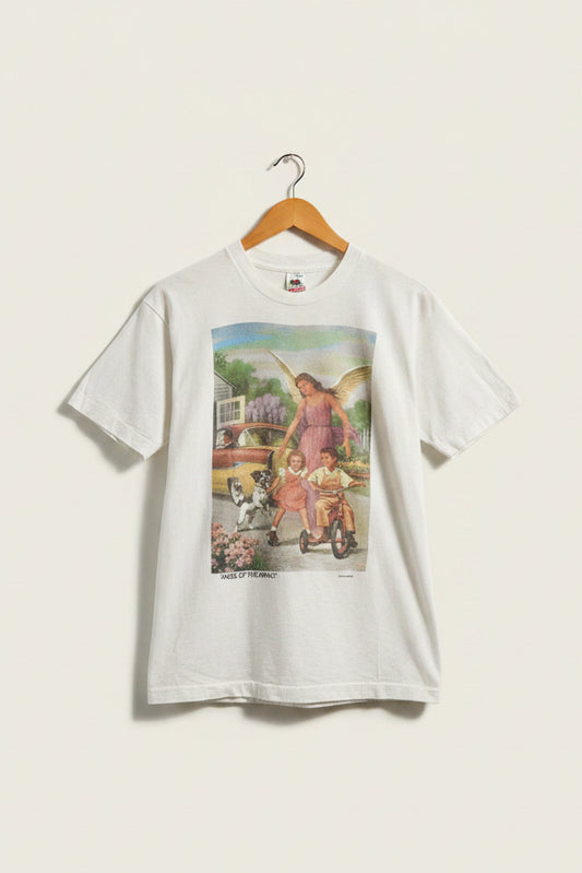 FOTL Vintage Graphic Tee "Angel of the Asphalt" by Ken Brown White/Multi Size L