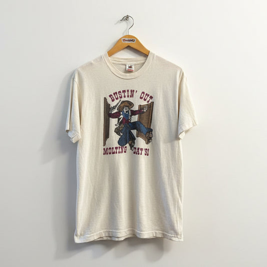 Fruit of the Loom Vintage Tee Bustin Out Molting Day '91 White Size L