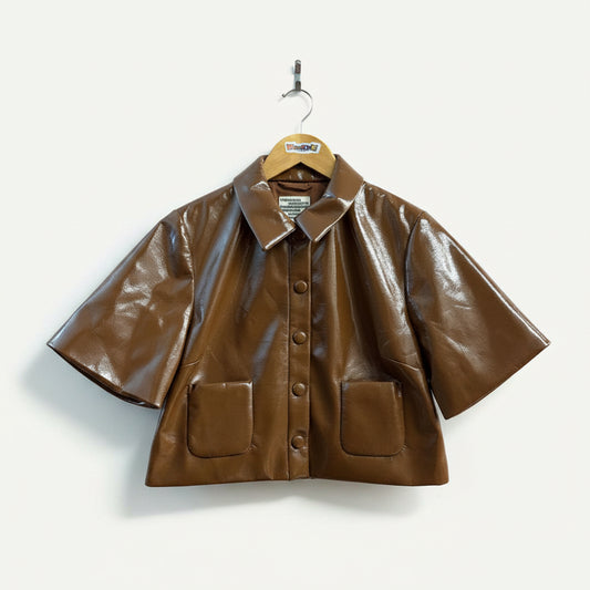 Baum Und Pferdgarten "Beth" Faux leather Crop Jacket Brown Ladies Size 38