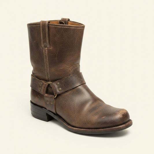 Frye Brown Distressed Harness Boots Size 13M