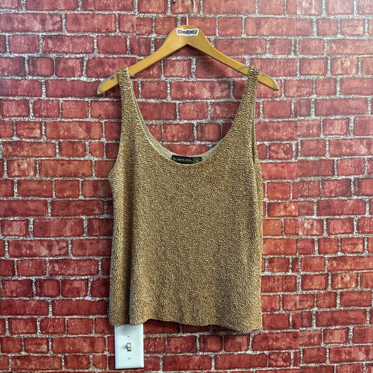 Vintage Donna Karen Brown Beaded Tank Top Size M