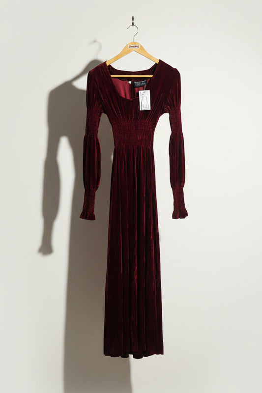 Marcstrate Fashions Vintage Red Velour Maxi Dress Size S