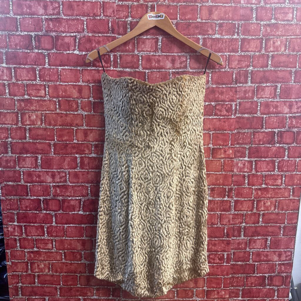 Chloe Vintage Textured Mini Strapless Dress Brown Size 42