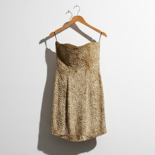 Chloe Vintage Textured Mini Strapless Dress Brown Size 42