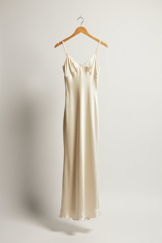 Vintage Ivory Maxi Slip Dress Size M
