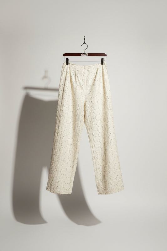 Vintage 60s White Lace Floral Pants Ladies Size 26