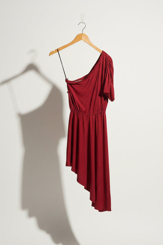 Vintage 50s red One Shoulder Mini Dress Size S