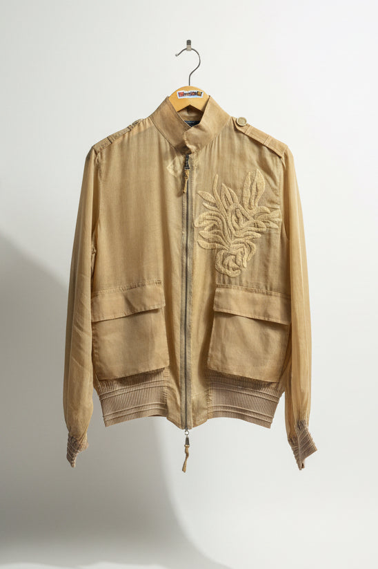 Gianfranco Ferre Brown Silk Sheer Jacket Men’s Size 40