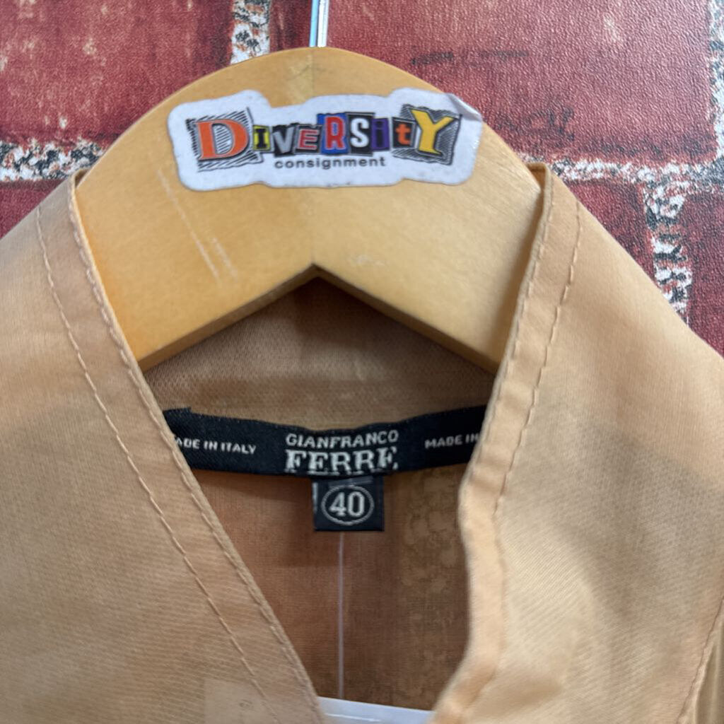 Gianfranco Ferre Brown Silk Sheer Jacket Men’s Size 40