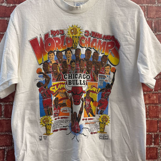 Vintage 1993 Chicago Bulls Salem Sportwear Tee White Size D6-