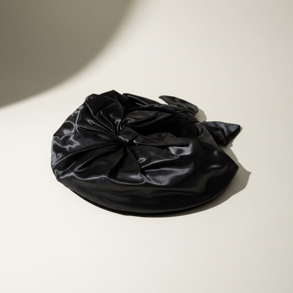 Vintage Christian Dior Black Silk Bow Hat Size S
