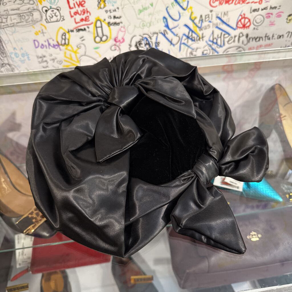 Vintage Christian Dior Black Silk Bow Hat