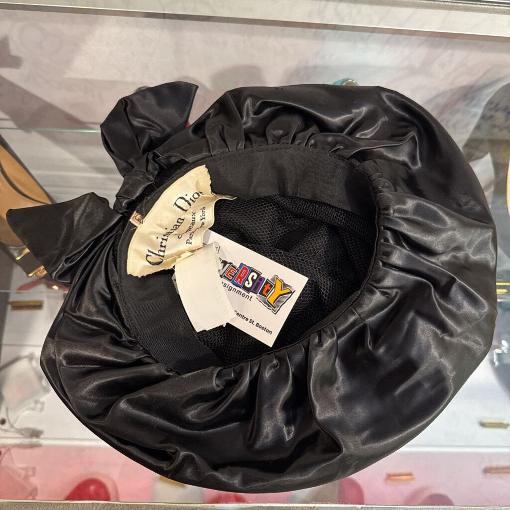 Vintage Christian Dior Black Silk Bow Hat
