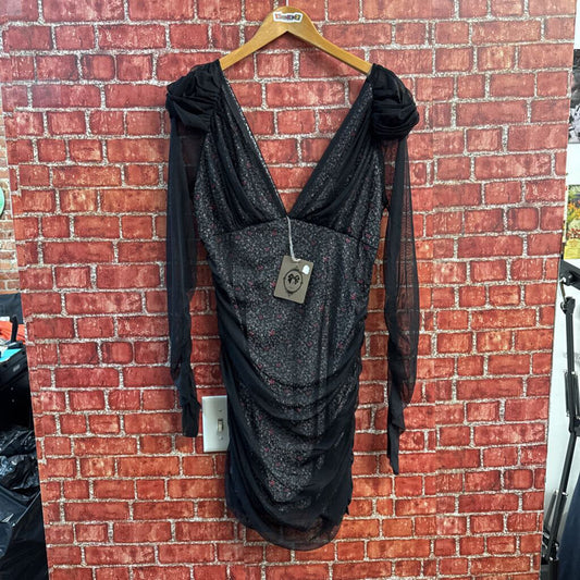 NWT TOV Black Sheer Mesh Mini Dress Size XS