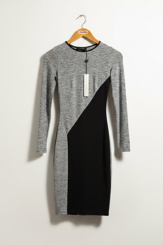 Gomez-Gracia LS Bodycon Midi Dress Grey & Black Size 8