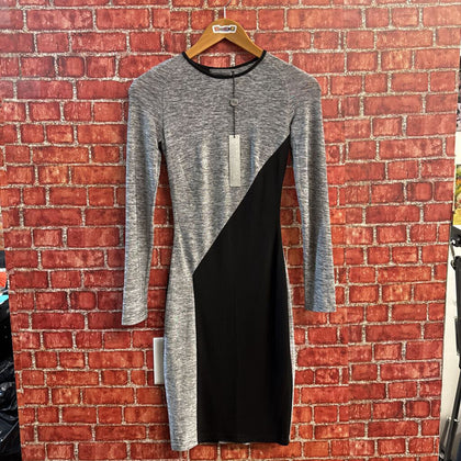 Gomez-Gracia LS Bodycon Midi Dress Grey & Black Size 8