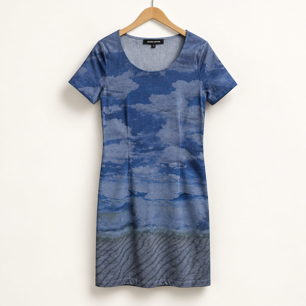 NWT Love Moschino SeaScape Blue Midi Dress Size 6