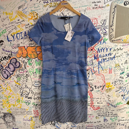 NWT Love Moschino SeaScape Blue Midi Dress Size 6
