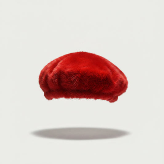 Vintage Rabbit Fur Hat red
