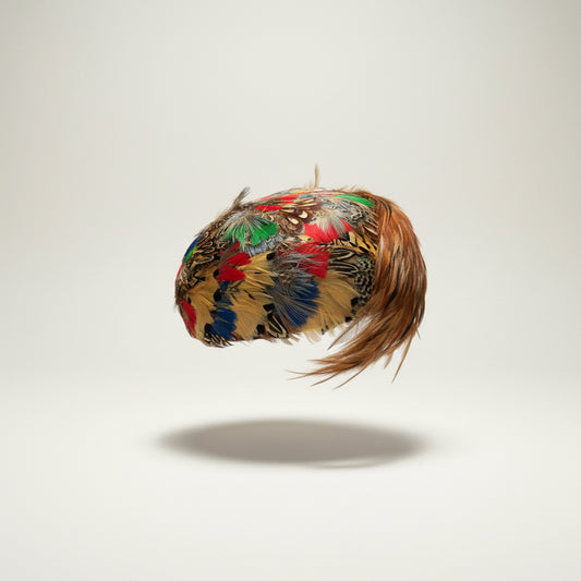 Vintage Pheasant Headpiece Hat Brown Multi Color