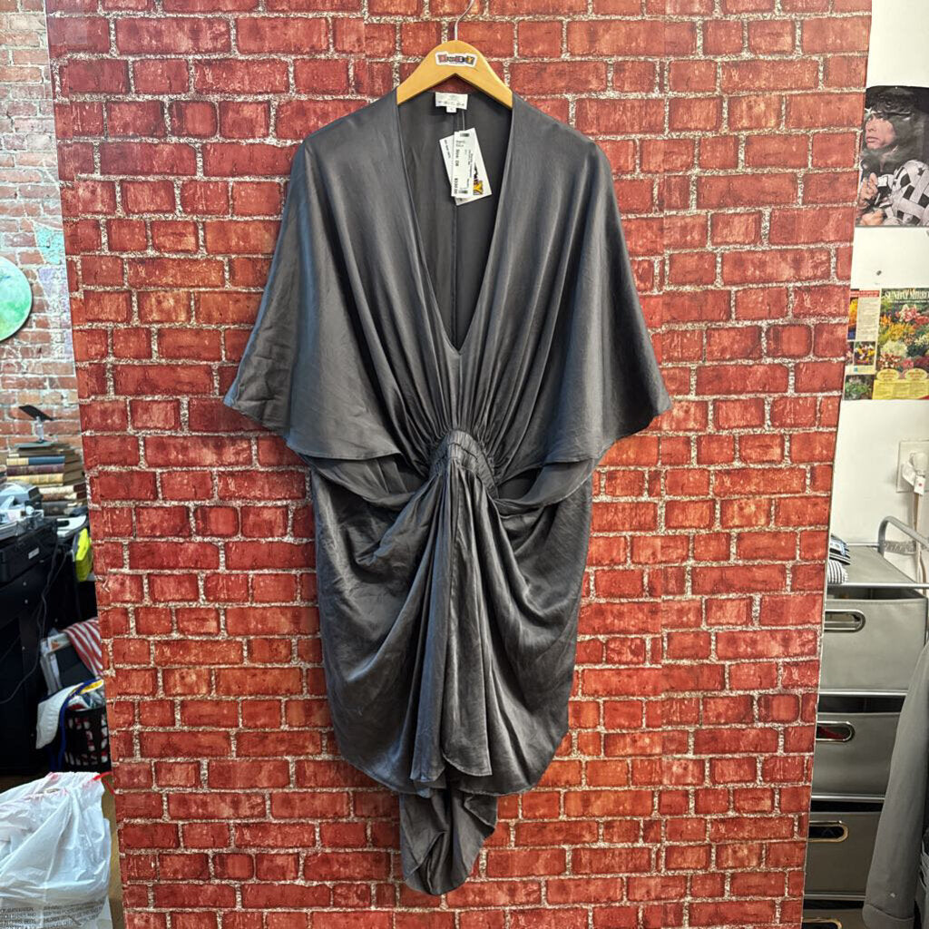 Miguelina Grey Silk Mini Dress Size S