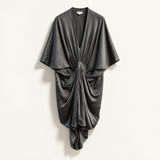 Miguelina Grey Silk Mini Dress Size S