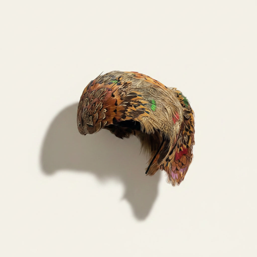 Vintage Hollidge Salon Millinery Pheasant Feather Headpiece Tilted