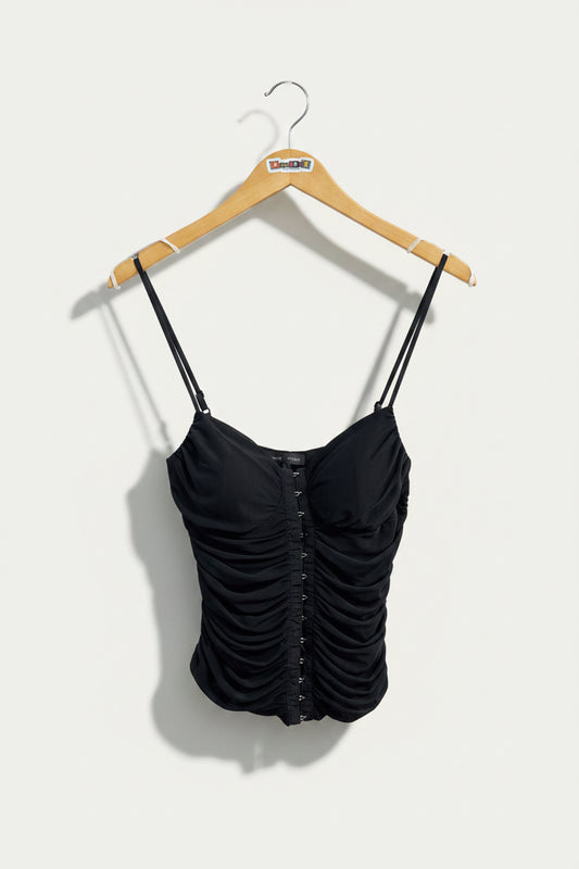 Moa Moa Tank Clasp Up Mesh Black Ladies Size L