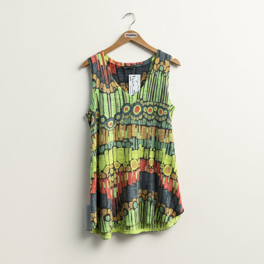 Nally & Millie Tank Pattern Green/Multi Ladies Size XL