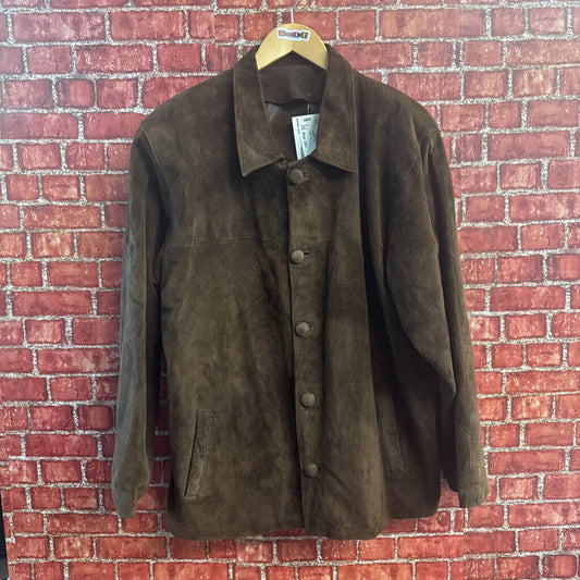 Vintage Soft Suede Brown Leather Jacket Size 42