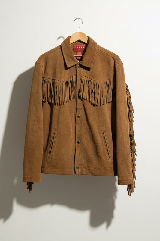 Vintage Chaps RL Brown Suede Fringe Jacket Men’s Size M