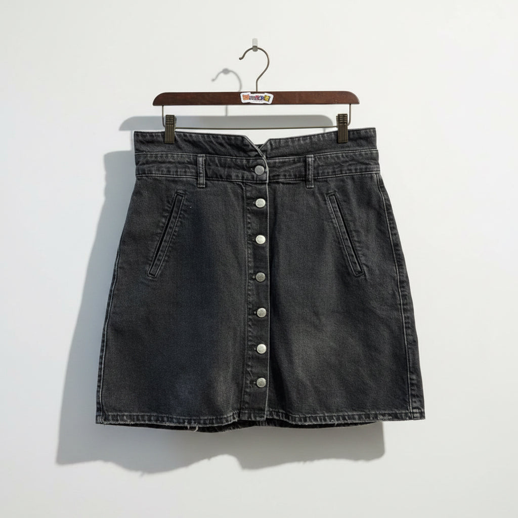 Pilcro Denim Mini Skirt Button Up Grey Size 14