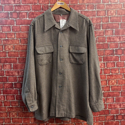 C. Joseph NY Vintage Button Up Wool Herringbone Tan/Black Size XL
