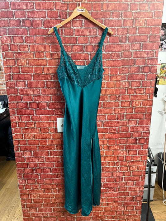 Vintage Victorias Secret Green Slip Maxi Dress Size M