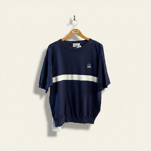 Vintage Christian Dior 80s Blue Knit Tee Size L