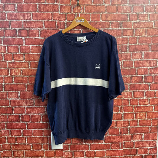 Vintage Christian Dior 80s Blue Knit Tee Size L