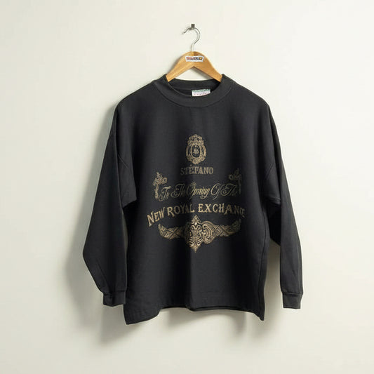 Vintage Stefano Black Graphic LS Tee Size L