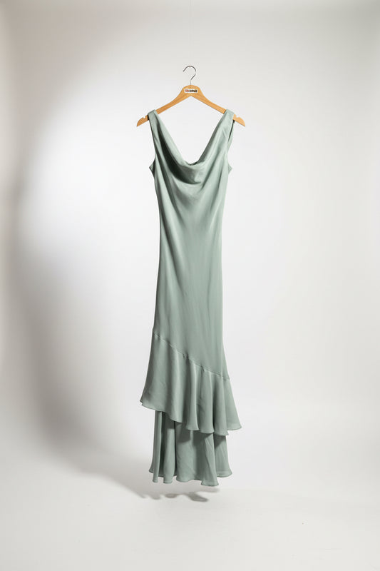 Alex Evenings Vintage Maxi Dress Scoop Neck Tank Sage Size 6