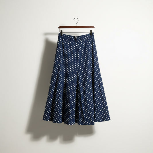 Handmade Maxi Skirt Polka Dot Navy/White Size 29