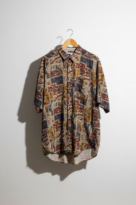 Vintage 90s Tommy Hilfiger Paisley Multi Color SS Button Up Men’s Size L