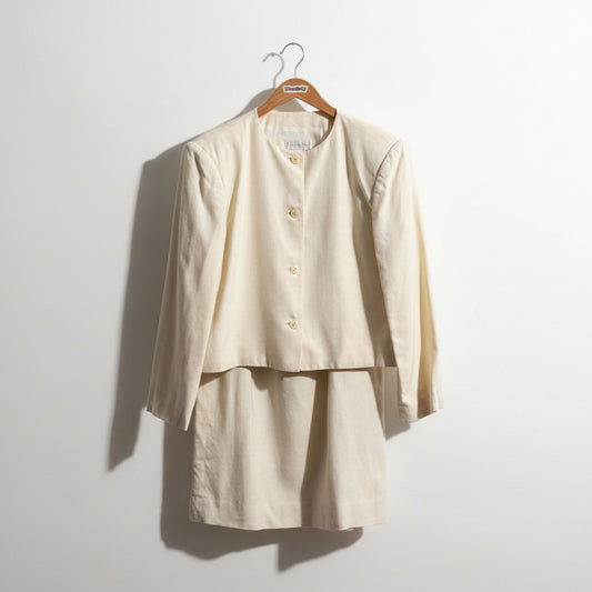 Vintage Christian Dior 2 Piece Suit Beige Ladies Size 14