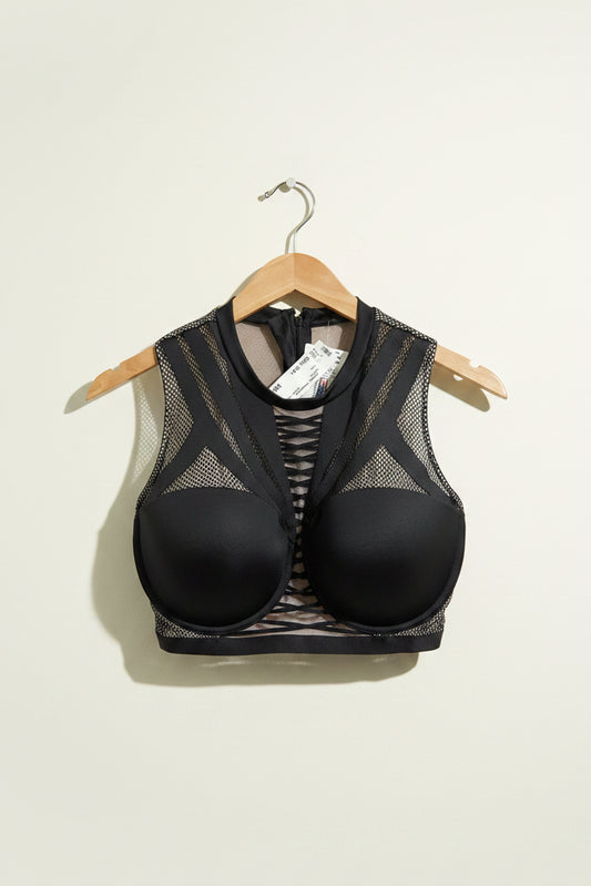 Victoria's Secret x Balmain Bra Top Mesh Black/Tan Size 34DDD