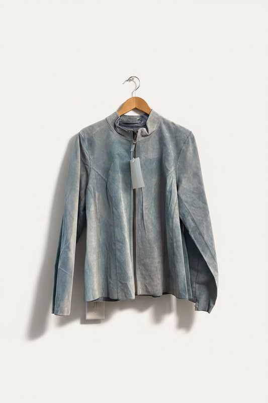 Vintage NWT Blue & Silver Reversible Leather Jacket Ladies Size L