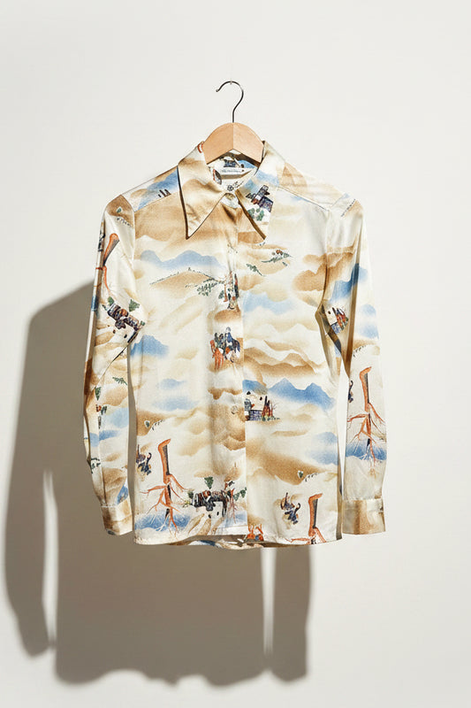 Vintage Personal Artistic Scene 70s Button Up Size 8